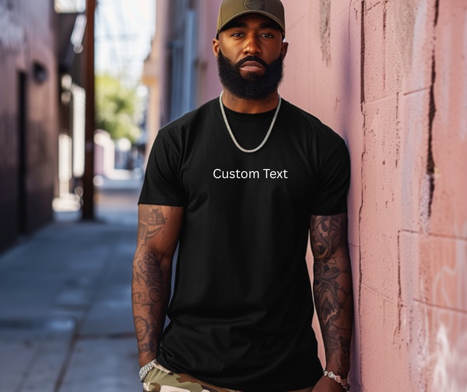 Men Custom Text T-Shirt Custom Message
